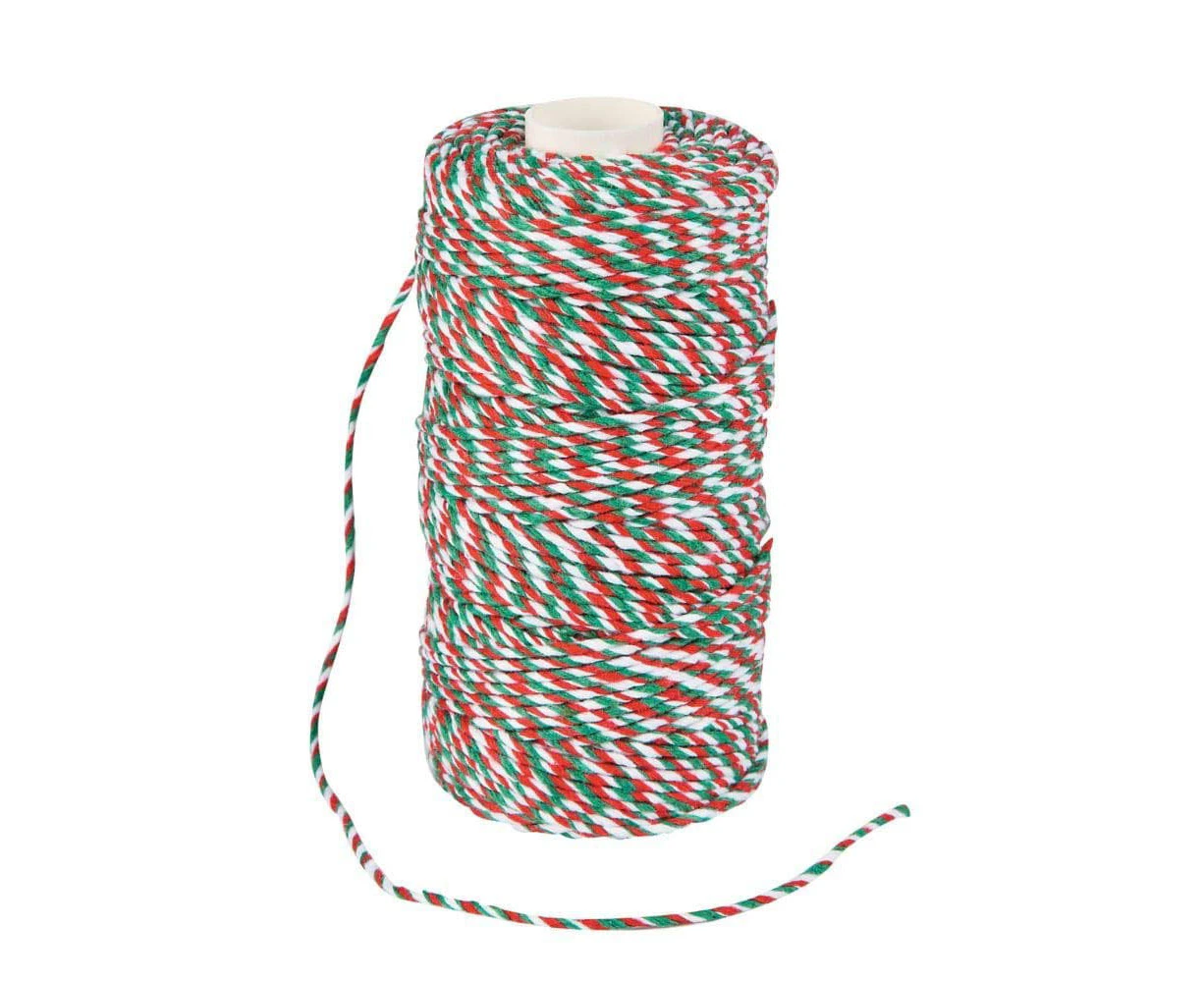 Cotton rope,Zongzi line tied crab line cotton rope white red green 328 ft Red Green and White Twine,Cotton Cord Crafts Gift