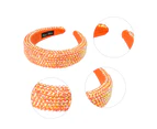 Women's Sparkling Crystal Padded Rhinestone Wide Bejeweled Hair Headband Party Hairband Hair Accessories,Orange