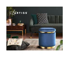 Artiss Foot Stool Round Velvet Ottoman Foot Rest Pouf Padded Seat Footstool Navy