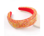 Women's Sparkling Crystal Padded Rhinestone Wide Bejeweled Hair Headband Party Hairband Hair Accessories,Orange