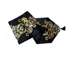 Toscano Hot Stamping Classic Floral Table Runner With Tassel-Black