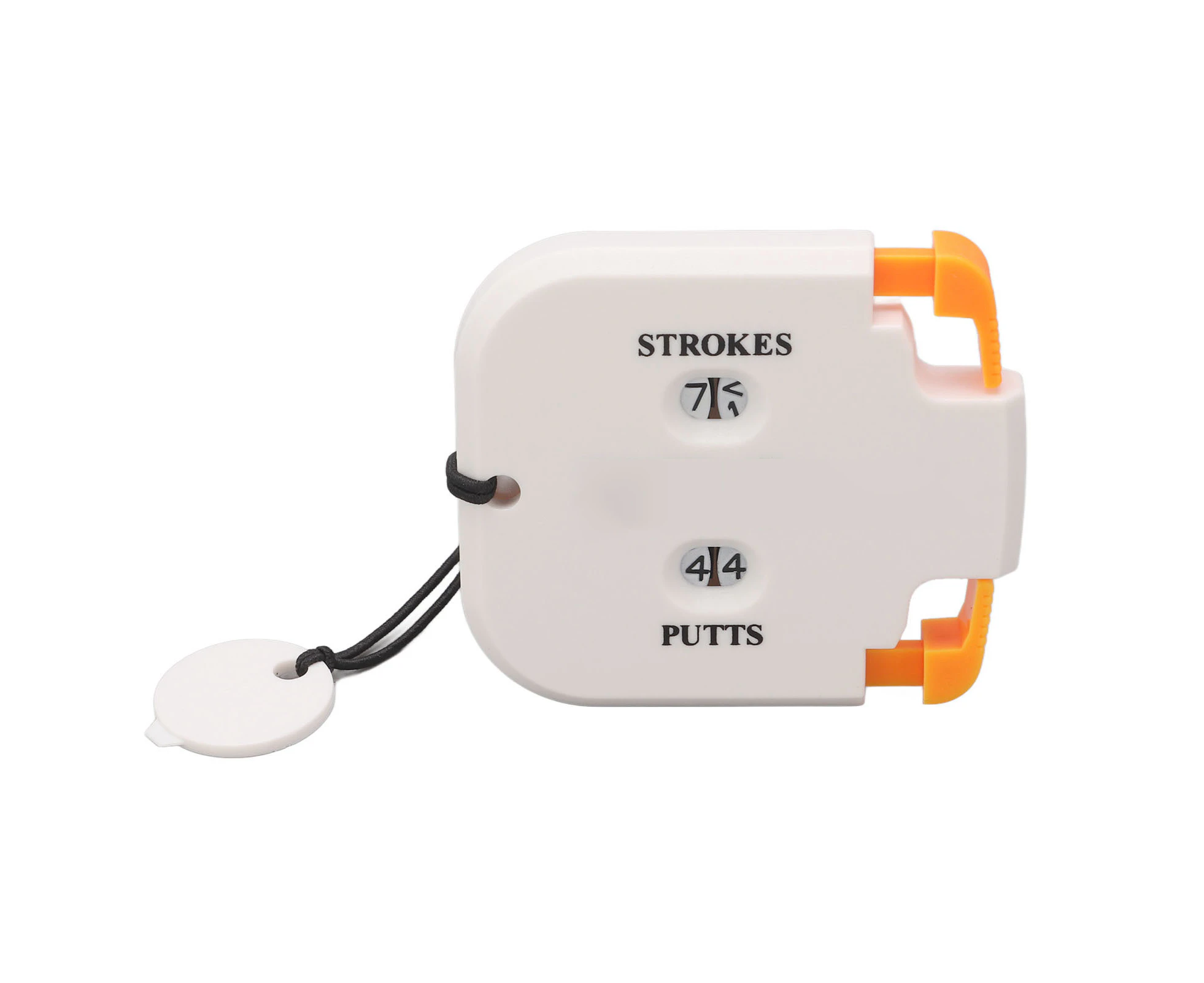 Golf Score Counter Plastic 2 Digits Stroke Putts Counting Clicker With Auxiliary Zeroing Function For 2 Players White Body Orange Press