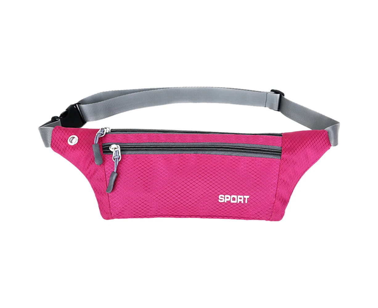 qyu Unisex Outdoor Running Sports Mobile Phone Waist Bag Fanny Pack Storage PouchRose Red