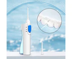 1 Set Water Flosser Food Grade IPX5 Waterproof Plastic Water Flosser Dental Oral Irrigator with 2 Replaceable Jet Tips Bathroom-Blue