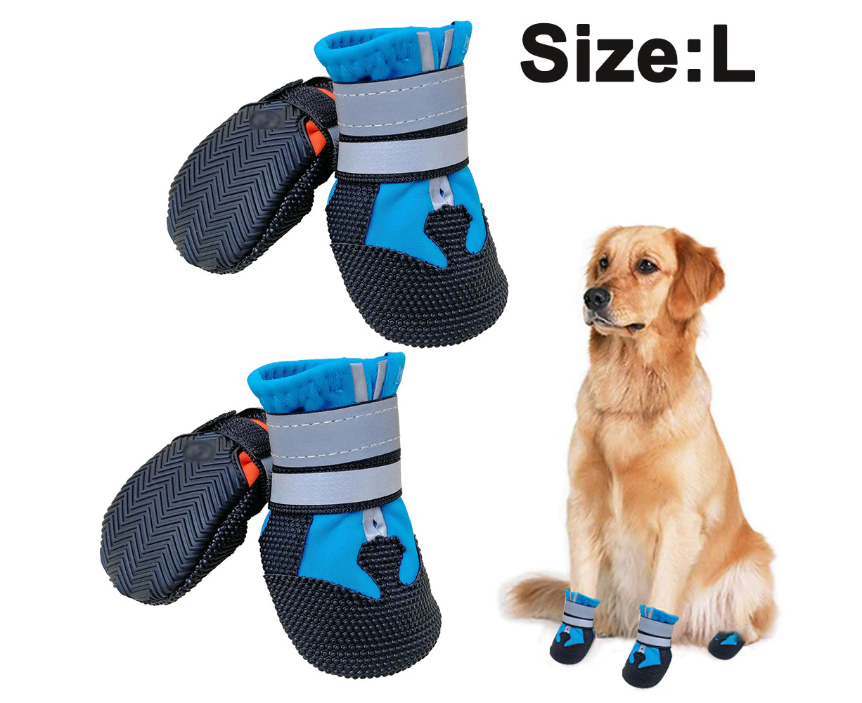 Dog Boots for Dogs Non-Slip, Waterproof Dog Booties for Outdoor, Dog Shoes for Medium to Large Dogs with Rugged Sole Blue L