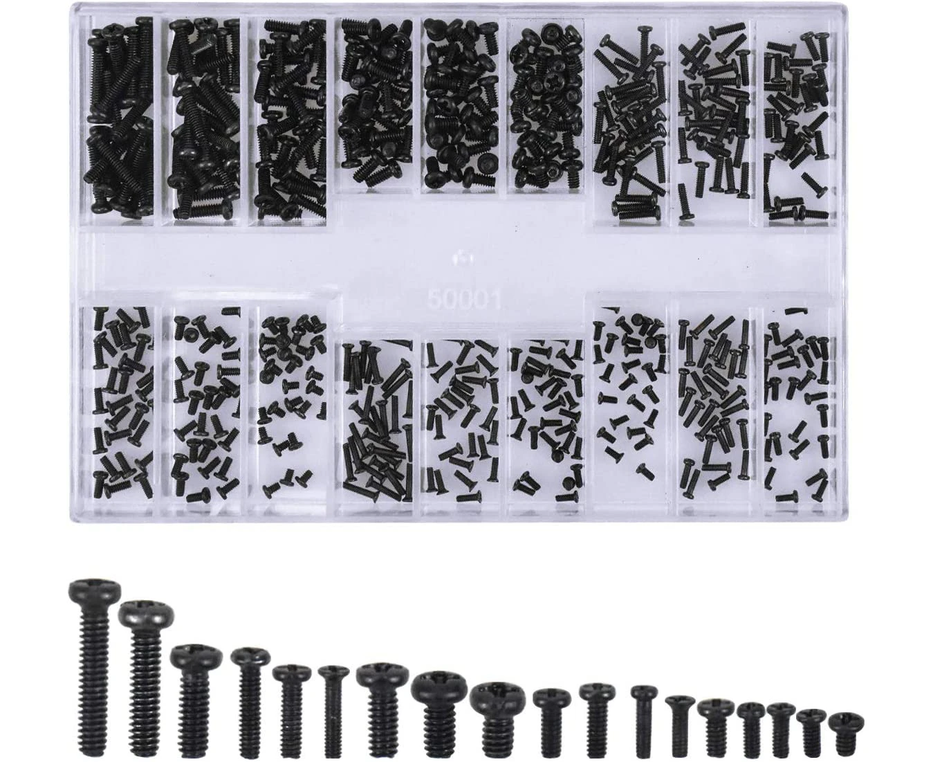 500Pcs Screw Kits, Countersunk Head Screws, Microcomputer Repair Tool Kit Screws, M1.2 M1.4 M2, Black