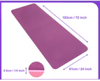 TPE 61cm 6MM Yoga Mat Exercise Fitness Gym Pilates Non Slip Dual Layer