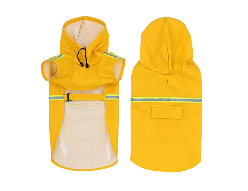 Dog Raincoats for Large Dogs with Reflective Strip Hoodie,Rain Poncho Jacket for Dogs Yellow L