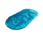 Creative Home Faux Woolen Plush Carpet Warm Foot Pad Sofa Living Room Oval Mat - Dark Blue