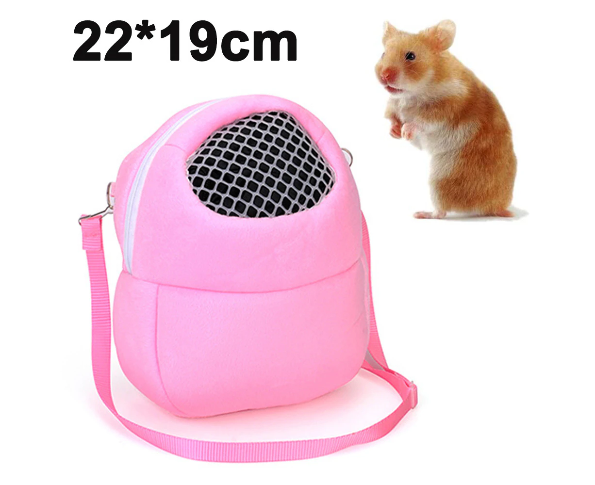 Pet Hamster Carrier, Portable Breathable Strap Small Pet Hedgehog Squirrel Rabbit - Pink - Medium