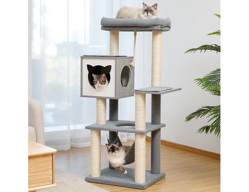 Road Cat Tree Tower Scratching Post Scratcher Wood Condo House Bed Cat Toys 132cm