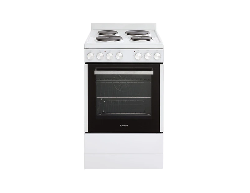 Euromaid 54cm/83L Electric Oven Range Cooker w/Solid Cooktop Single Cavity White