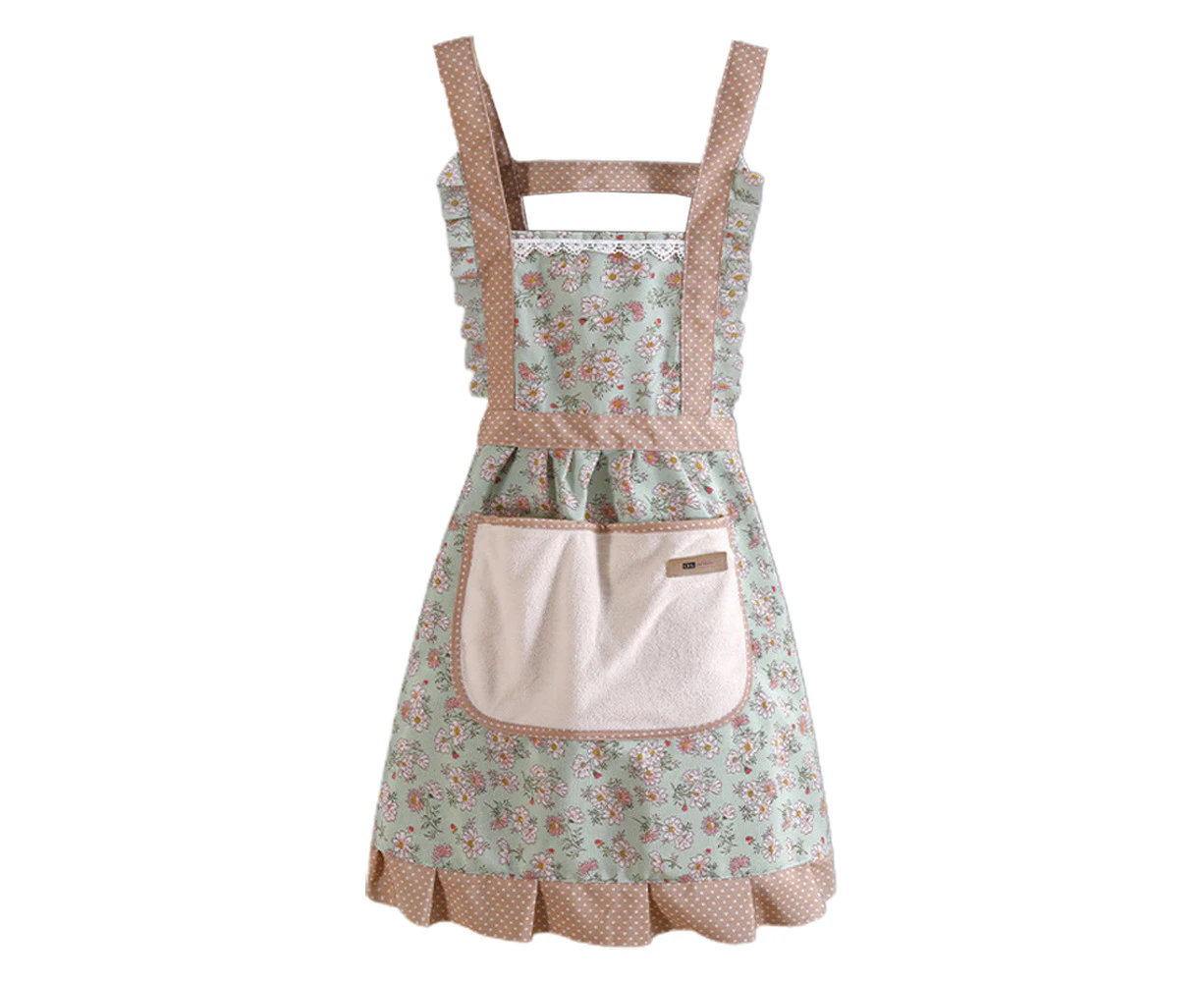 Cute Apron For Women With Pockets, Comfortable Kitchen Apron, For Cafe Shop, Baking, Gardening, Cooking, 75*70Cm,Green