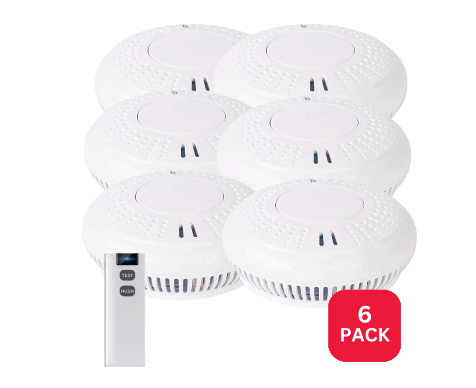 Wireless Interconnected Photoelectric Smoke Alarm 6 Pack