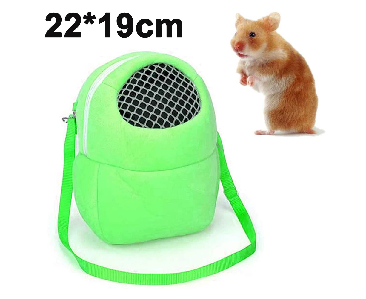 Pet Hamster Carrier, Portable Breathable Strap Small Pet Hedgehog Squirrel Rabbit - Green - Medium