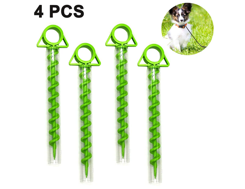 4Pcs Plastic Spiral Ground Anchor - Ideal for Camping, Securing Animals, Tents, Sheds, Car Ports, Swing Sets - Yellow