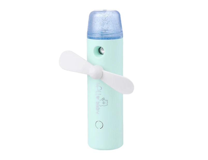 30ML Portable Fan USB Rechargeable Handheld Plastic High Performance 2-in-1 Humidifier Cooling Fan for-Cyan