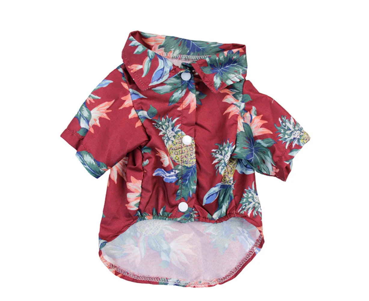 Centaurus Pets Summer Coconut Tree Pineapple Print Hawaii Beach Shirt Blouse Dog Clothes-Hawaii Red