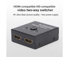 4K HDMI-compatible High Clarity Video Two-way Switcher One Key 1 in 2 Out Amplifier Splitter Adapter