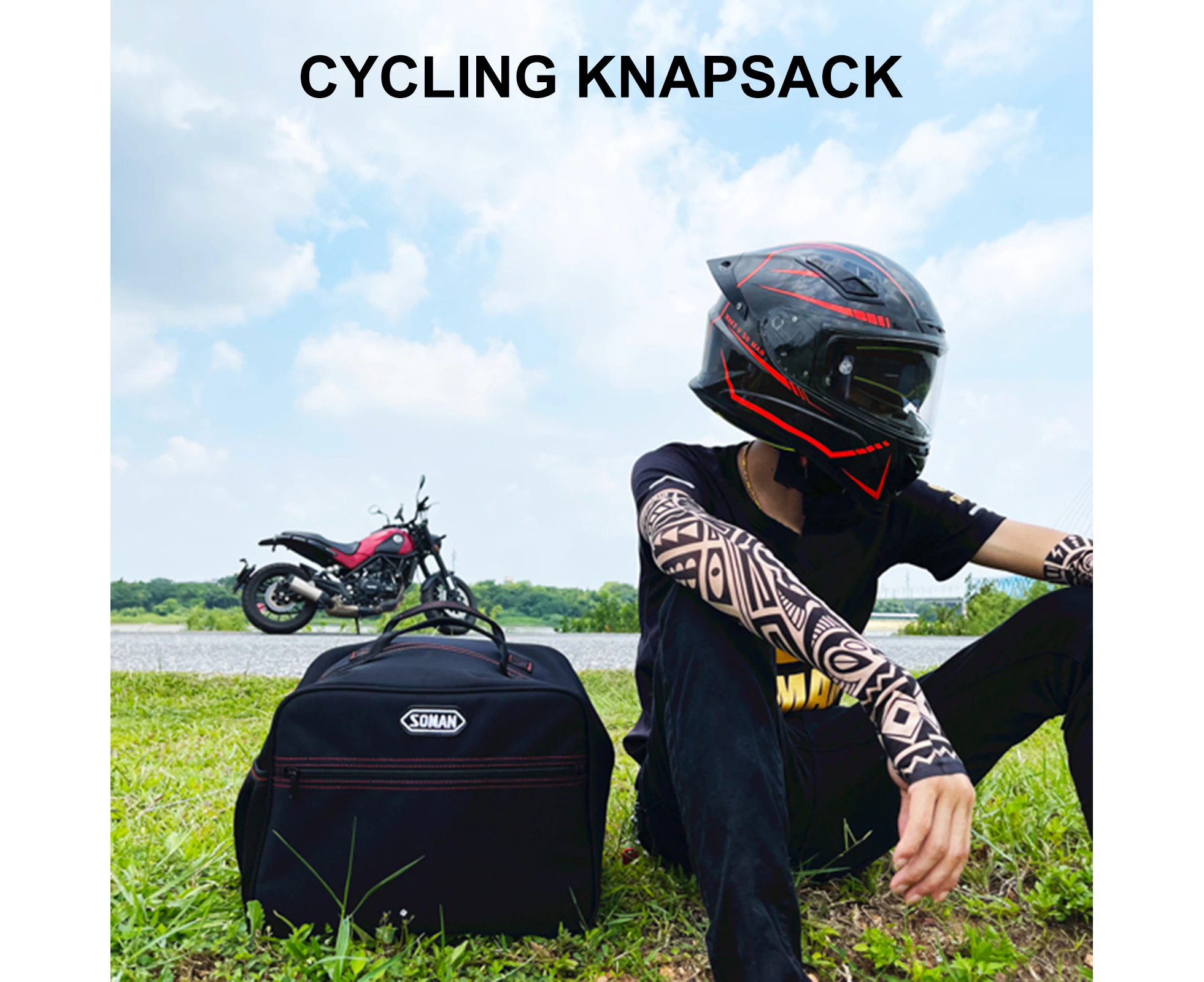 TKB-01 Helmet Bag Lined Wear-resistant Oxford Cloth Zipper Closure Motorcycle Helmet Carrier for Motorbike