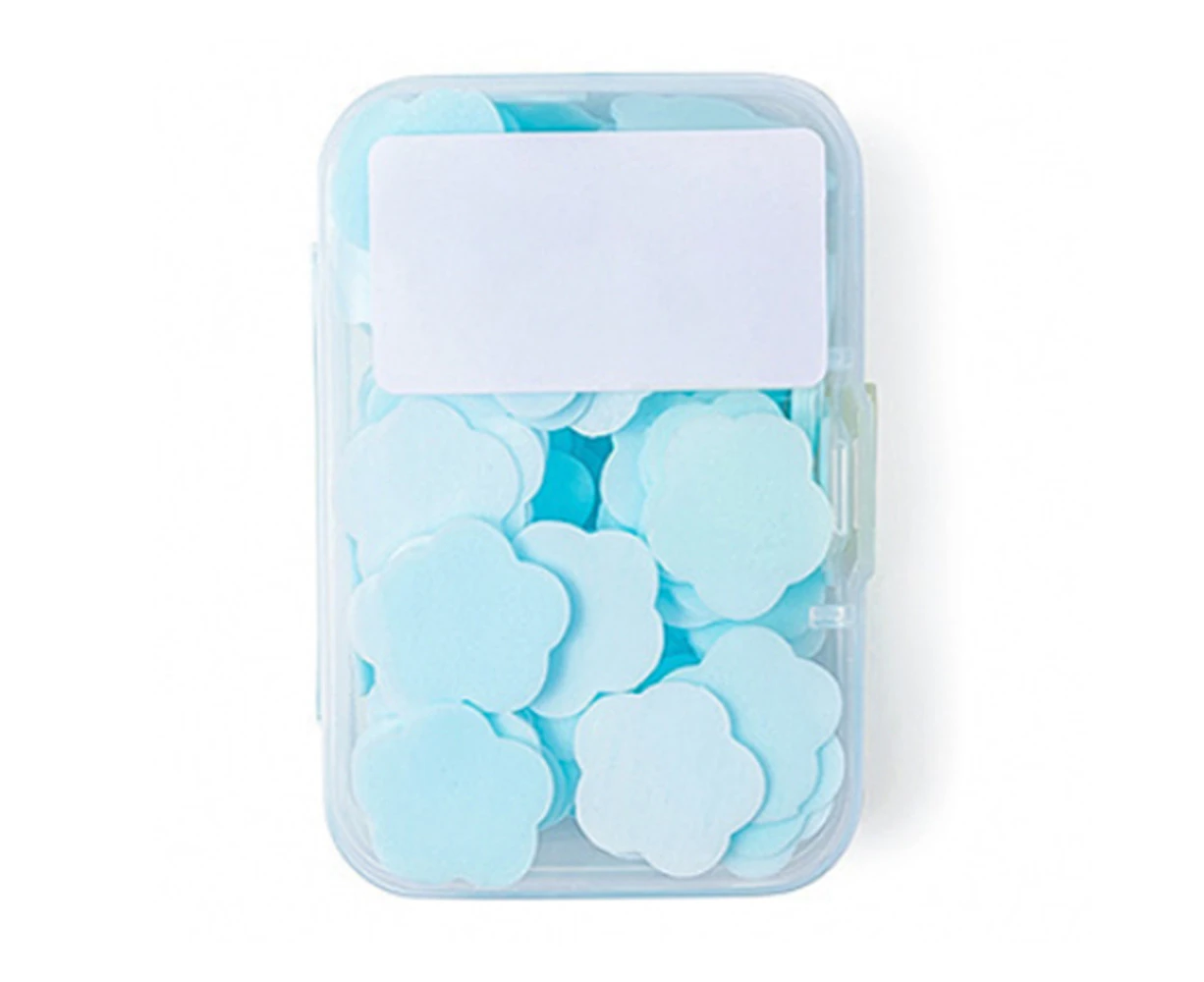 Mini Portable Hand Soap Tablets - aper Soap Sheets For Travel - Disposable Quantitative Solid Hand Washing Tablets - Blue