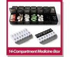 Black White Sorter Organizer Pill Box Tablet Medicine Weekly 7 Day Container Dispenser