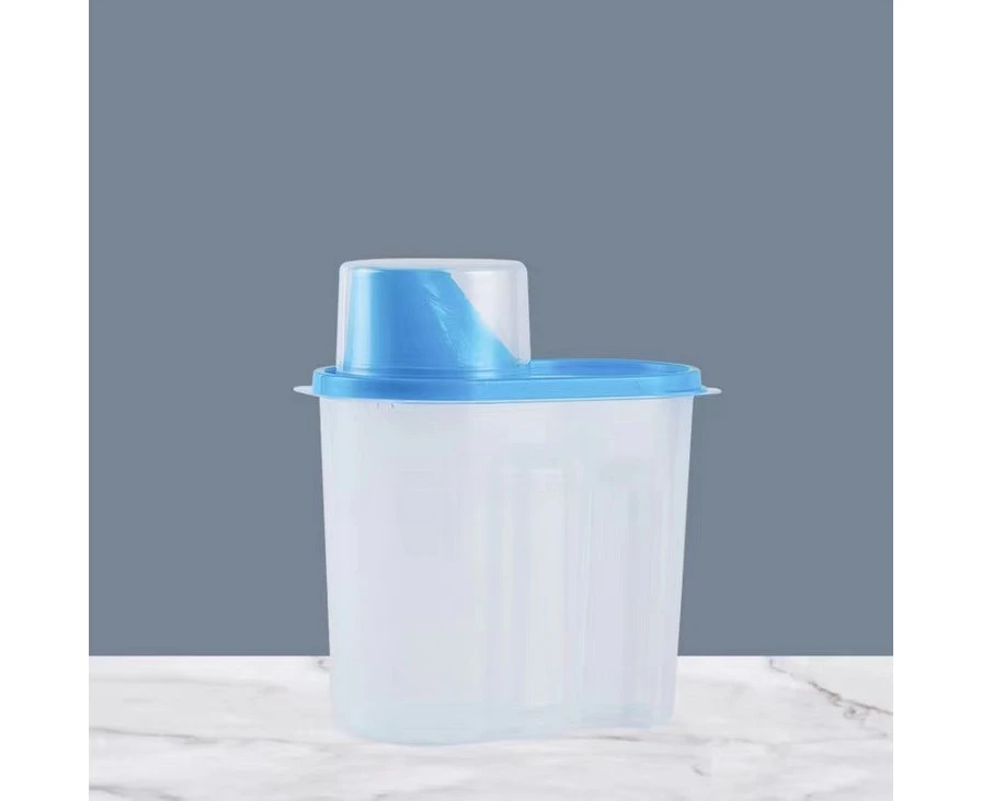 Pet Dog Food Container Cat Food Container with Inverted Spout,1.9LPet Food Storage Box (Normal 1.9L Small [Blue] 1 Pack)