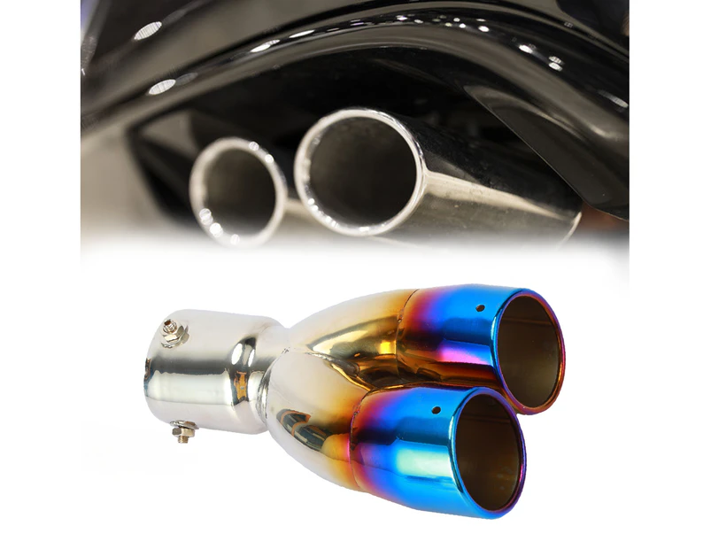 70MM Exhaust Pipe Tip Double Outlet Modified Stainless Steel Straight Exhaust Pipe End Tail Throat for Vehicles