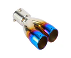 70MM Exhaust Pipe Tip Double Outlet Modified Stainless Steel Straight Exhaust Pipe End Tail Throat for Vehicles