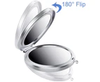 Compact Handbag Magnifying Mirror, Folding Double Sided Mini Pocket Travel Makeup Mirror Perfect for Purse, Bag and Travel - Silver