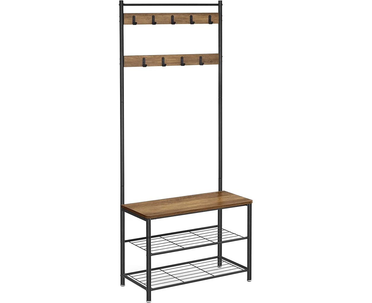 Coat Stand With Shoe Racks Walnut Brown/black Hsr041b41