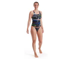 Speedo Women's Placement Digital Powerback Swimsuit - Black/ Salso/ White/ Blue