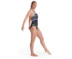 Speedo Women's Placement Digital Powerback Swimsuit - Black/ Salso/ White/ Blue