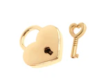 Mini Lock with Key for Jewelry Box Storage Box Diary Book,Small Metal Heart Shaped Padlock , Pack of 2, Gold