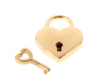Mini Lock with Key for Jewelry Box Storage Box Diary Book,Small Metal Heart Shaped Padlock , Pack of 2, Gold