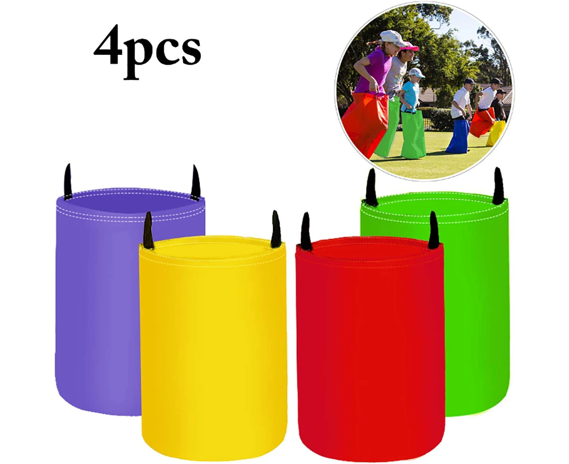 Hop Sacks for Kids, 4 Piece Sack Race Outdoor Play Set for Parties and Sports Festivals, kangaroo jumping bag