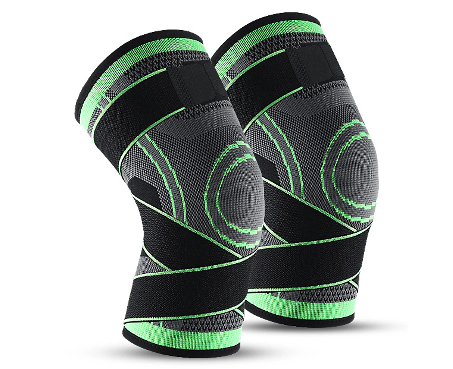 2PCS Professional knee braces for knee pain with Adjustable StrapsCompression Support(green),M