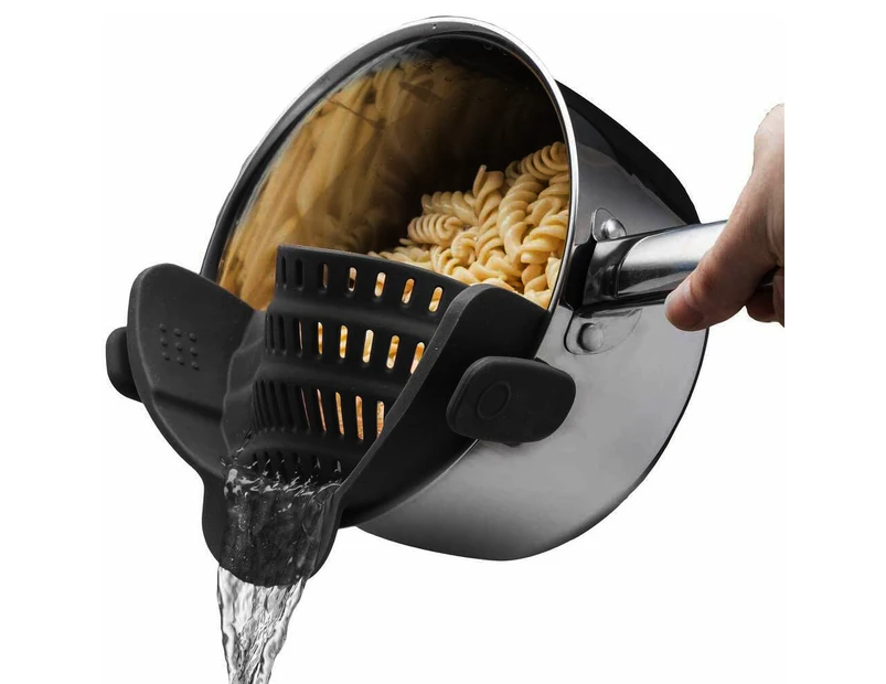 Pot Strainer and Pasta Strainer - Adjustable Silicone Clip On Strainer for Pots, Pans, and Bowls