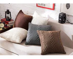 Decorative Cotton Knitted Pillow Case Cushion Cover Double-Cable Warm Throw Pillow Covers for Bed Couch 18" X 18" (Cover Only, Beige)