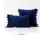 1pcs Pillow Covers with Tassels Boho Cushion Case Soft Decorative Solid Square Cozy Modern Home Pillowcase for Sofa Couch Bed Chair Navy blue-50*50cm
