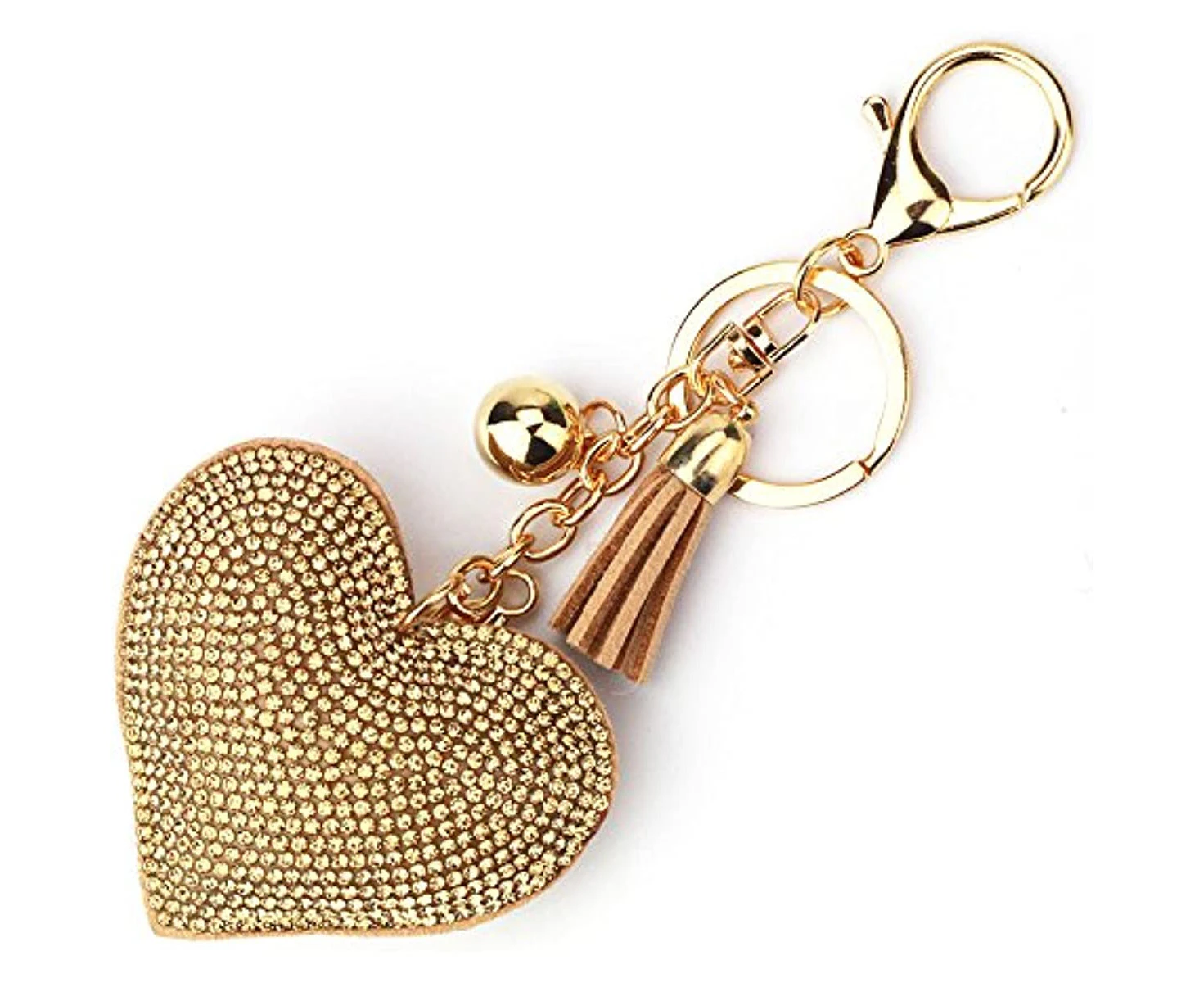 2pcs Bling Glitter Keychain Crystal Rhinestone Love Heart Design Key Ring Super Fashionable Keyring Charm Pendant Purse Bag Durable,random Color