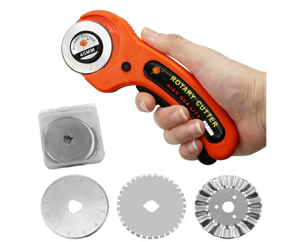 10pcs Rotary Cutter 45mm Quilting Roller Fabric Cutting Tool Optional Blades