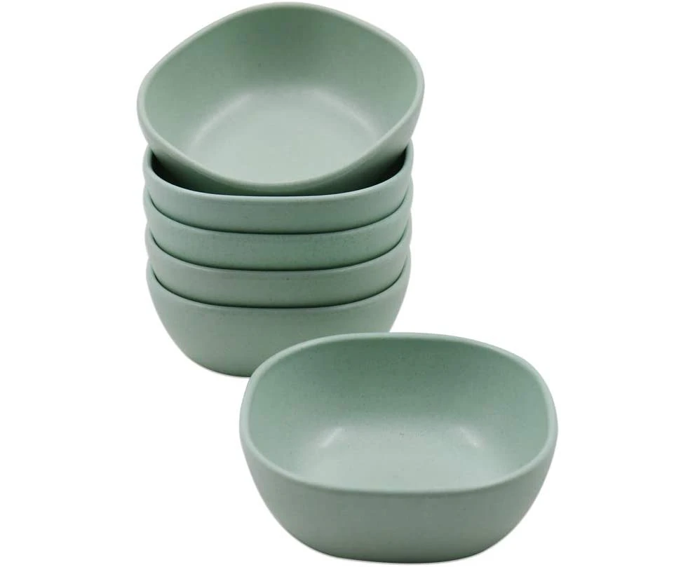 Set Of 6 Small Stacked Dessert Bowls - 130Ml - Unbreakable Saucers For Sides, Dressings, Snacks, Appetizer - Green