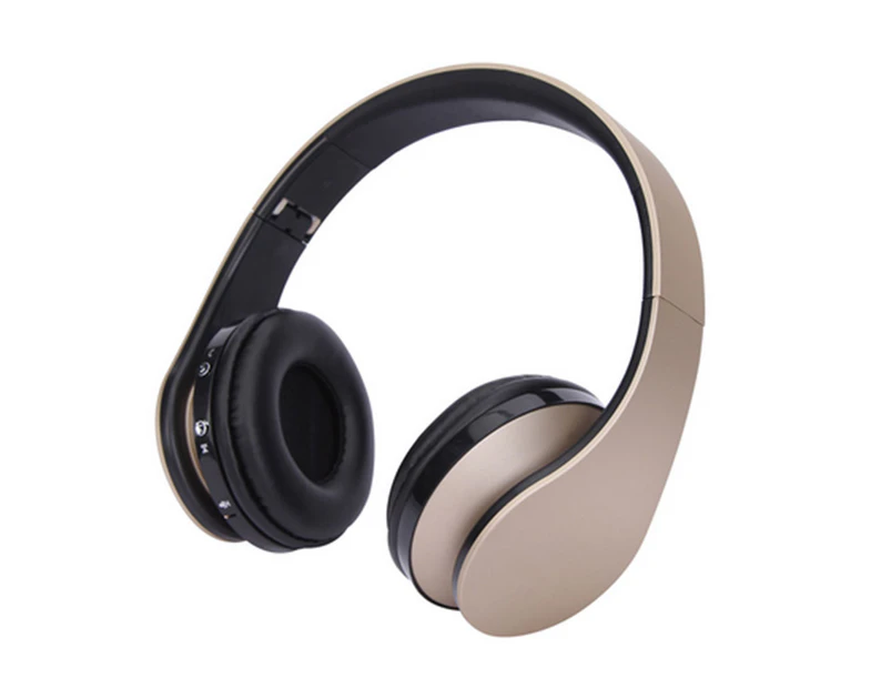 Bluetooth Headphones Wireless, Over Ear Headset with Microphone, Foldable & Lightweight, MP3 Mode and Fm Radio for Cellphones Laptop TV Gold