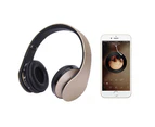 Bluetooth Headphones Wireless, Over Ear Headset with Microphone, Foldable & Lightweight, MP3 Mode and Fm Radio for Cellphones Laptop TV Gold