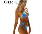 Women's Triangle Bikini Halter String Bathing Suits Two Piece Swimsuit - Blue