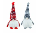 Vibe Geeks Lighted Christmas Gnome Santa Tabletop Christmas Decoration-Battery Operated - Set 2-Red + Grey