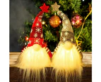 Vibe Geeks Lighted Christmas Gnome Santa Tabletop Christmas Decoration-Battery Operated - Set 2-Red + Grey