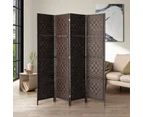 Oikiture 4 Panel Room Divider Screen Privacy Dividers Woven Wood Folding Brown