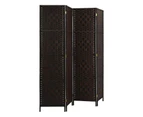 Oikiture 4 Panel Room Divider Screen Privacy Dividers Woven Wood Folding Brown